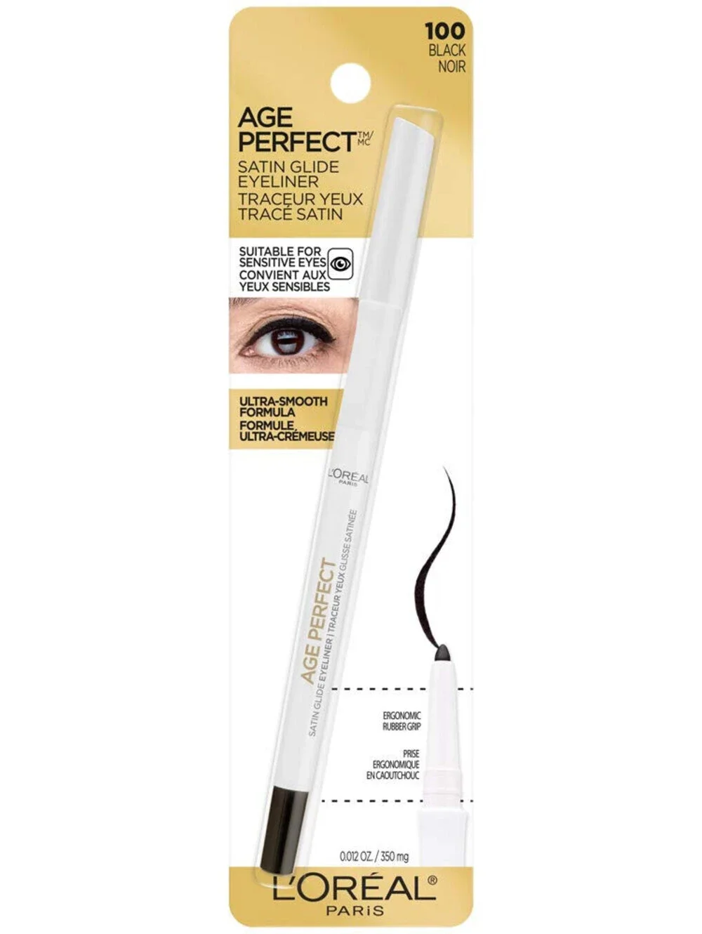 L’Oréal Paris Age Perfect Satin Glide Eyeliner with Mineral Pigments, Black